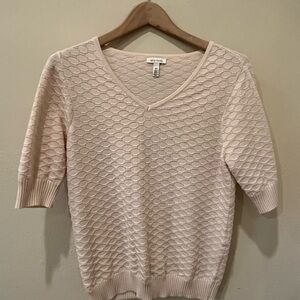 Ella Moss Light Blush Textured V-Neck Sweater